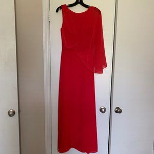 BCBG MAX AZRIA ELEANORA Asymmetrical Evening Gown Red Berry